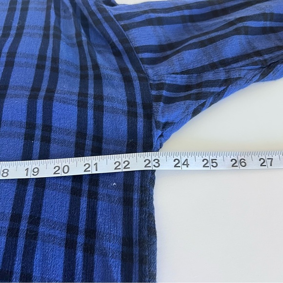 Madewell Highroad Popover Shirt in Chelton Plaid Black Blue - Picture 9 of 10